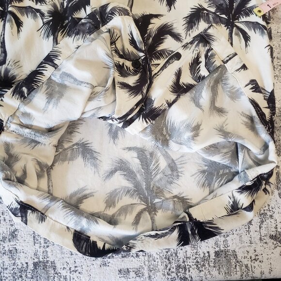360 SURF Palm Tree Tropical Hawaiian Shirt Black Blue on Cream White - Picture 9 of 9